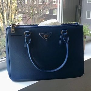 PRADA Saffiano Lux Leather Galleria Bag Royal Blue